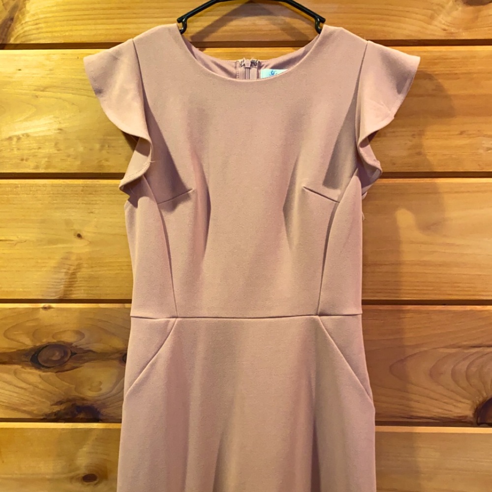 Ruffle Sleeved Rose Pink Dress